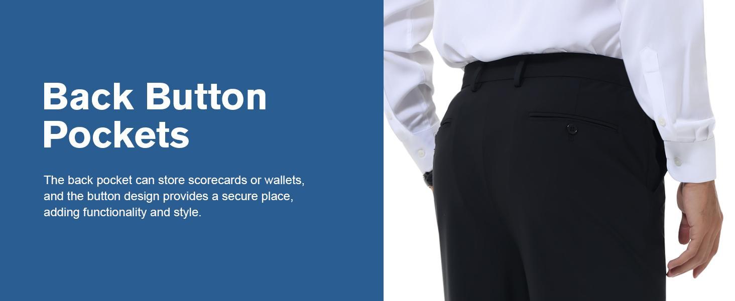 AMZPURE Men's Formal Stretch Menswear Pants - Flat Front, Wrinkle Free, Elastic Waistband, Office-Ready Look for Office Work Sohochic Style