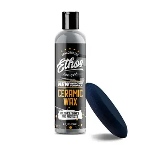 Ethos Ceramic Wax - Handcrafted Car Care Formula 2025 - 8 FL OZ - Polishes Shines Protects - Teflon Infused - Easy Application - Long Lasting Protection