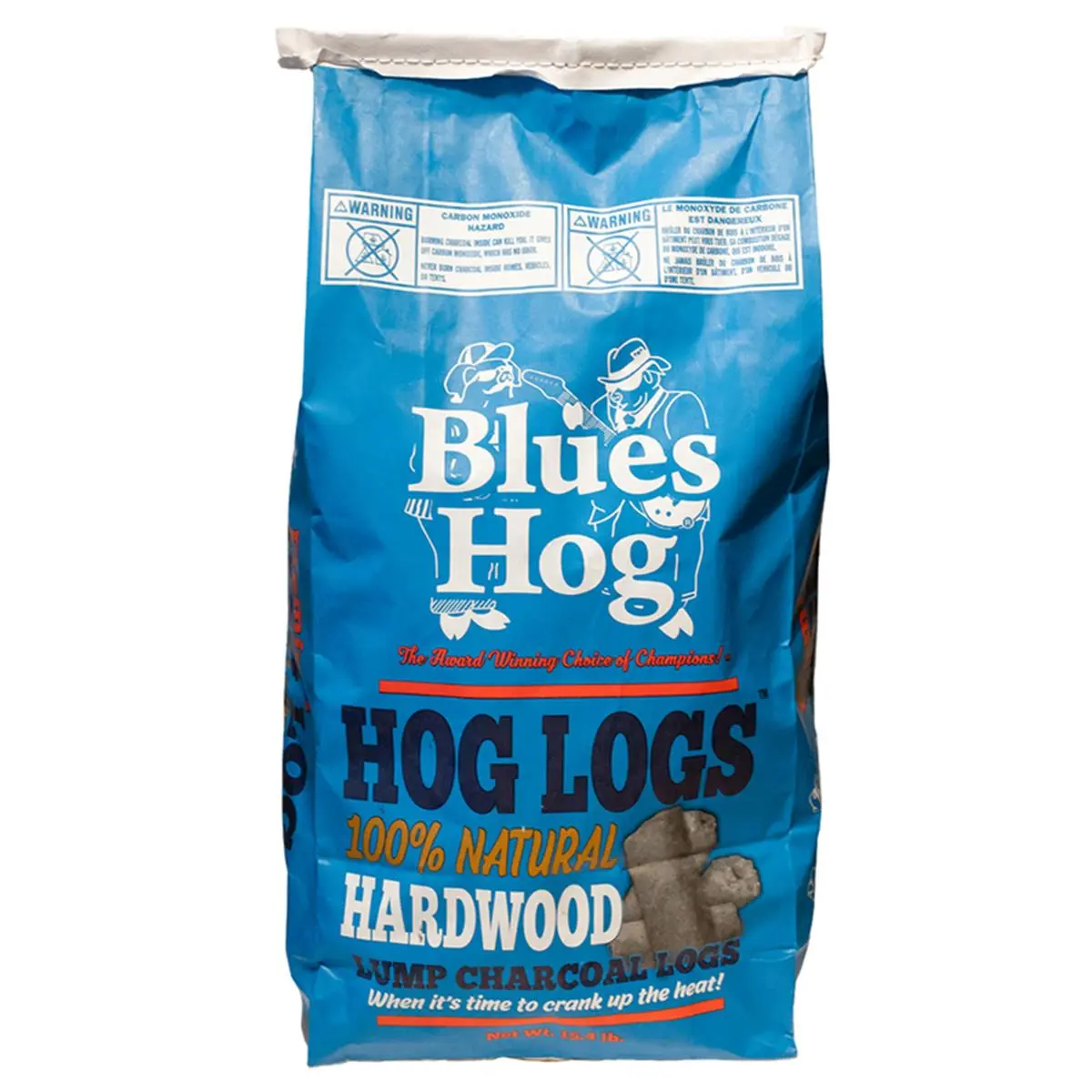 Blues Hog All Natural Hardwood Lump Charcoal Logs (Scored Hole Through Center), 15.4 lbs, Clean-Burning, High-Heat Fuel for Outdoor Cooking, Barbecue Stove Use, Hardwood Logs, No, Burns Hot