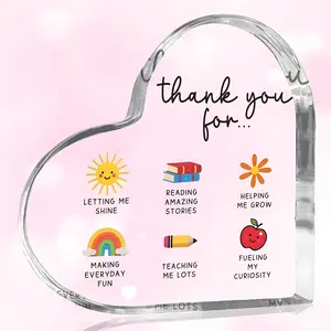 Heart Shaped Acrylic Ornament, Teacher Appreciation Gift, Office Desktop Decoration, Home Decor, Gift for Teacher, Teacher Gift