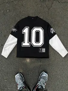 Men's Long Sleeve Graphic T-Shirt, Casual Loose-Fit Crop Top, Fall & Winter Thin Fabric, Unisex Streetwear, Daily Wear