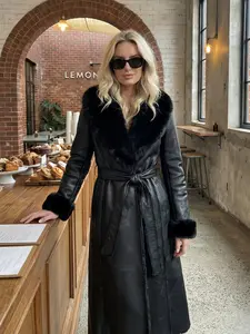 Women's Faux Fur Coat, Winter Fashion Long Sleeve Medium-Length Jacket, Retro Loose Fit Daily Wear Outerwear for Women Womenswear