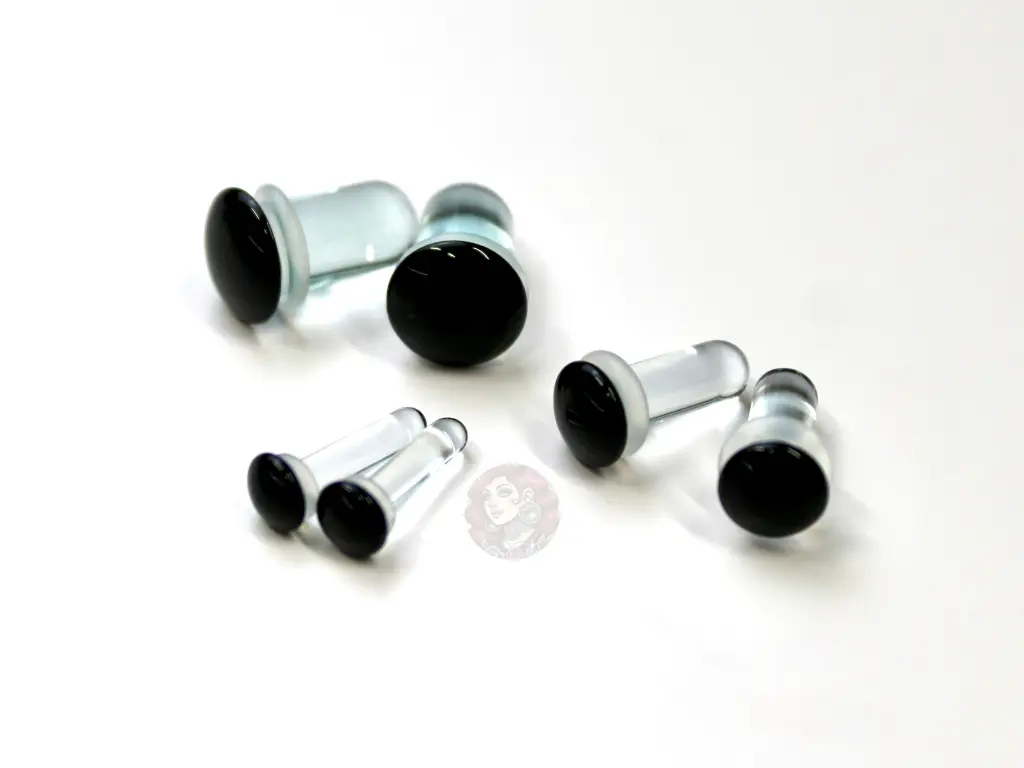 Single Flare Black Glass Pair or Kit– Sizes 1.6mm (14g) to 10mm (00g) for Stretched Ears