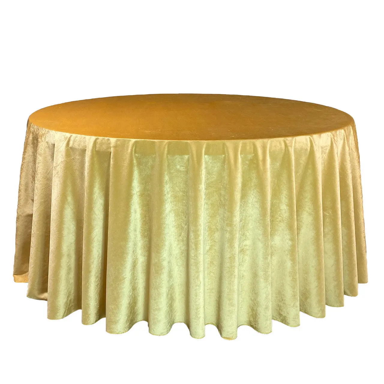 132 Inch Round Velvet Tablecloth Gold