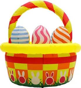 Easter Inflatable Basketball Hoop Yard Decoration with Colorful Eggs - Outdoor Garden Party Decorations Indoor Holiday Atmosphere Props