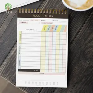 Food Tracker Planner, 1 Count Double-sided Spiral Bound Food Log for Diet & Nutrition, Daily Planner, Healthy Diet Plan Book