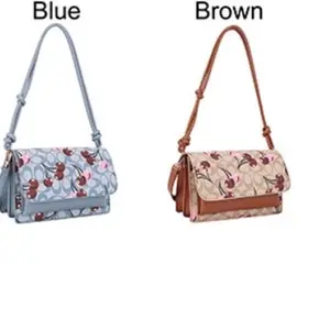 Cherry Pattern Crossbody Bag - Blue & Brown Options - Stylish Shoulder Bag for Everyday Use - Perfect for Casual Outings