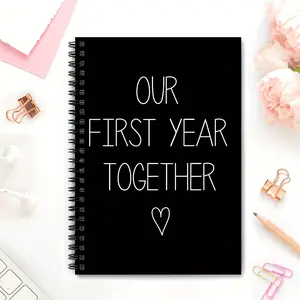 Spiral Notebook, Our First Year Together Lettering Notebook, Commemorative Love Diary for Exchanging Notes Between Couples, Gift for Couple