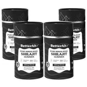 4 Packs of BetterAlt Pure Shilajit Resin Gummies | Tamarind & Mango Flavors | Helps Improve Stamina | Lab-Tested for Purity Healthcare Vitamin