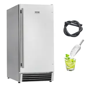 VEVOR Undercounter Built-in Ice Maker, Summervibes,Summervibes, 50 Lbs/Day Under Counter Ice Maker Machine with Reversible Door Stainless Steel, Freestanding Ice Maker for Restaurant, Outdoor Kitchen, Terrace, Pool