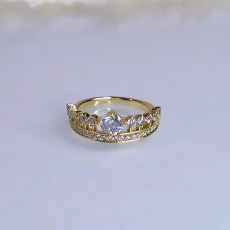 Tiara Design Ring 14k Laminated Gold with 3-Layer Protection Hypoallergenic Finish for Daily Use High Quality Jewelry