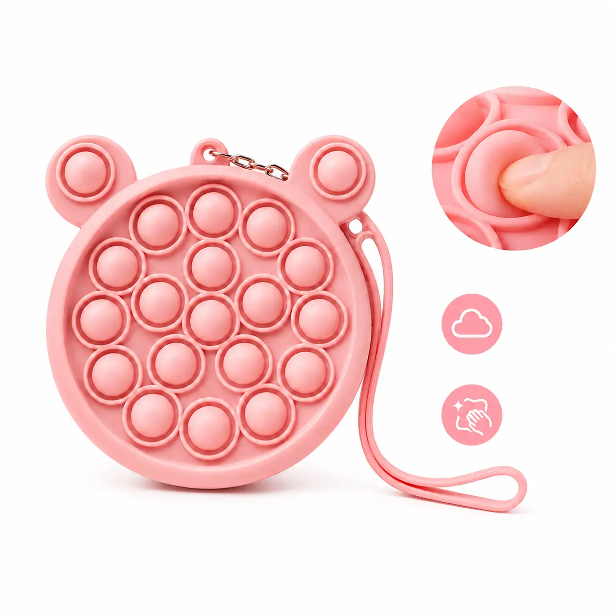 Cute Bear Bubble Pop Coin Purse, Back to School Essential, Soft Silicone Mini Zipper Pouch with Wrist Strap, Portable Fidget Wallet for Coins, Cards, Keys & Earbuds, Sensory Stress Relief Toy, Halloween Christmas Travel Gift