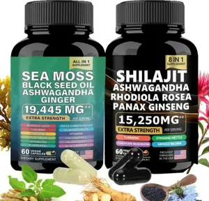 Sea Moss Shilajit Bundle - 60 Capsules of Sea Moss & 15,250 MG Shilajit, Natural Ingredients for Energy & Anti-Aging Support, Made in USA - Healthcare, Fitness