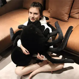 Soft Plush Spider Stuffed Animal Toy,Cute Spider Plushie,Realistic Spider Plush Toys Huggable Jumping Spider,,Adorable Spider Pillow Toy Doll for Kids Room Decor,Birthday Party Black,Stuffed Animal Gift