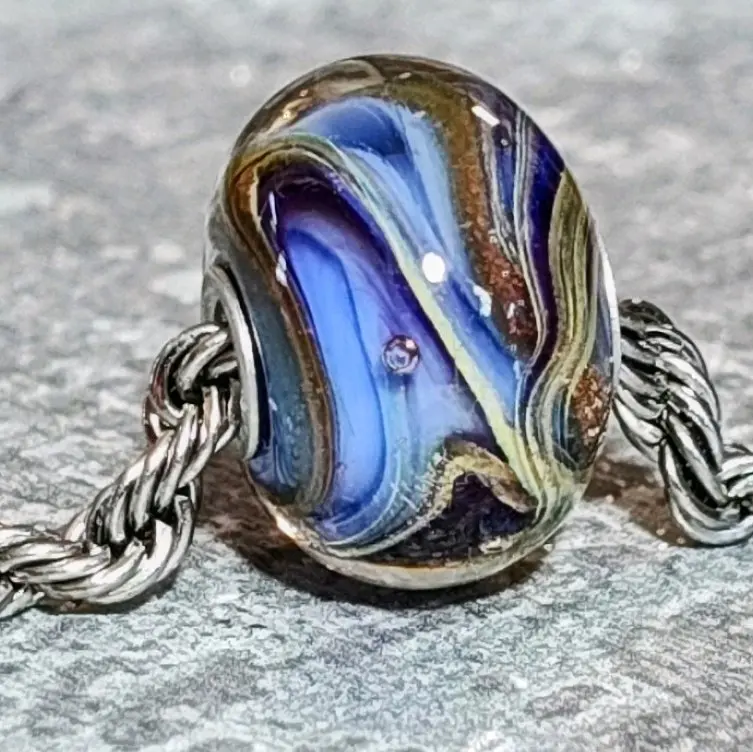 EGlass Lampwork Bead for European Style Bracelet- Violet Chasm