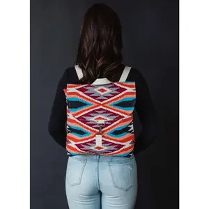 Red, Blue, Orange & Cream Aztec Backpack