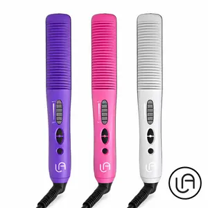 Le Angelique - 16 Ionic Hair Styling Comb Ultra-Fast Heating 450°F 2-Minute Ceramic Heat Brush 360° Swivel Cord Auto Shut-off 60 Minutes