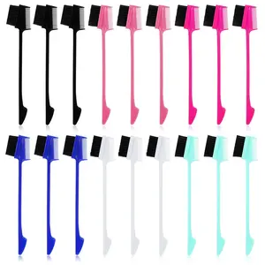 3 in 1 Hair Edge Brush Rat Tail Combs Soft Bristles Smooth Hairs Comb Hairs Styling Set Natural Eyebrow Brushes for Women Bangs Hairline Lash