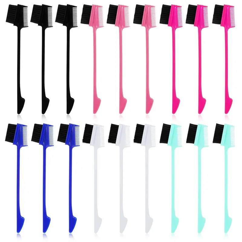 Women's 3-in-1 Hair Extensions & Wigs Accessory Set - Soft Bristles Gentle on Skin Edge Brush, Rat Tail Comb for Bangs & Hairline, Natural Eyebrow & Lash Brush