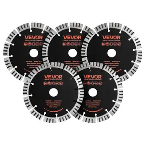 【fathersdaygift】VEVOR Diamond Blades 6.3 inch, 5-Pack Wall Chaser Saw Blade Cutting Blade, 0.87 in Arbor, High-Hardness Diamond Segments, 65Mn Steel Core, Dry Wet Cutting, Clean Edges for Concrete Brick Stone Cement
