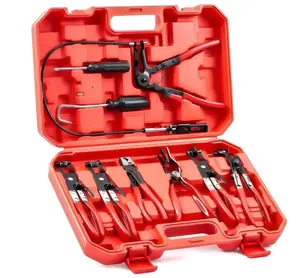 9-Piece Hose Clamp Plier Tool Kit | Long Reach Flexible Wire Clamp Remover for Automotive Fuel, Oil & Water Hoses， Set