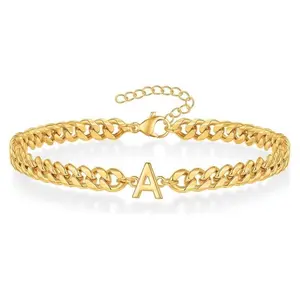 Gold/Silver Bracelets for Men Cuban Link Chain, Adjustable Size, Meaningful Initial Bracelet for Men Women, Unique Birthday Gifts