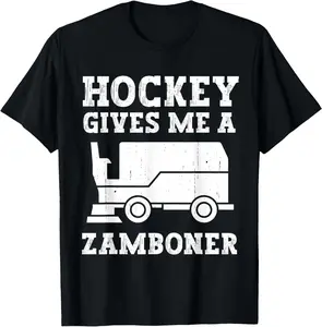 Cotton Graphic Tees Streetwear Gifts Hockey Gives Me A Zamboner Funny T-Shirt