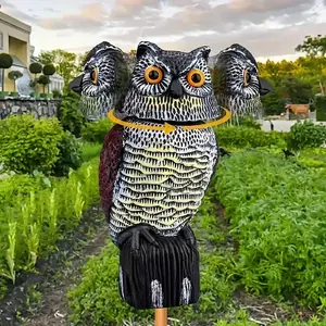 Owl Decoy with Rotating Head, Realistic Eyes, Waterproof Design, Effective Bird Deterrent, Outdoor Garden Tool, Easy to Use, Durable