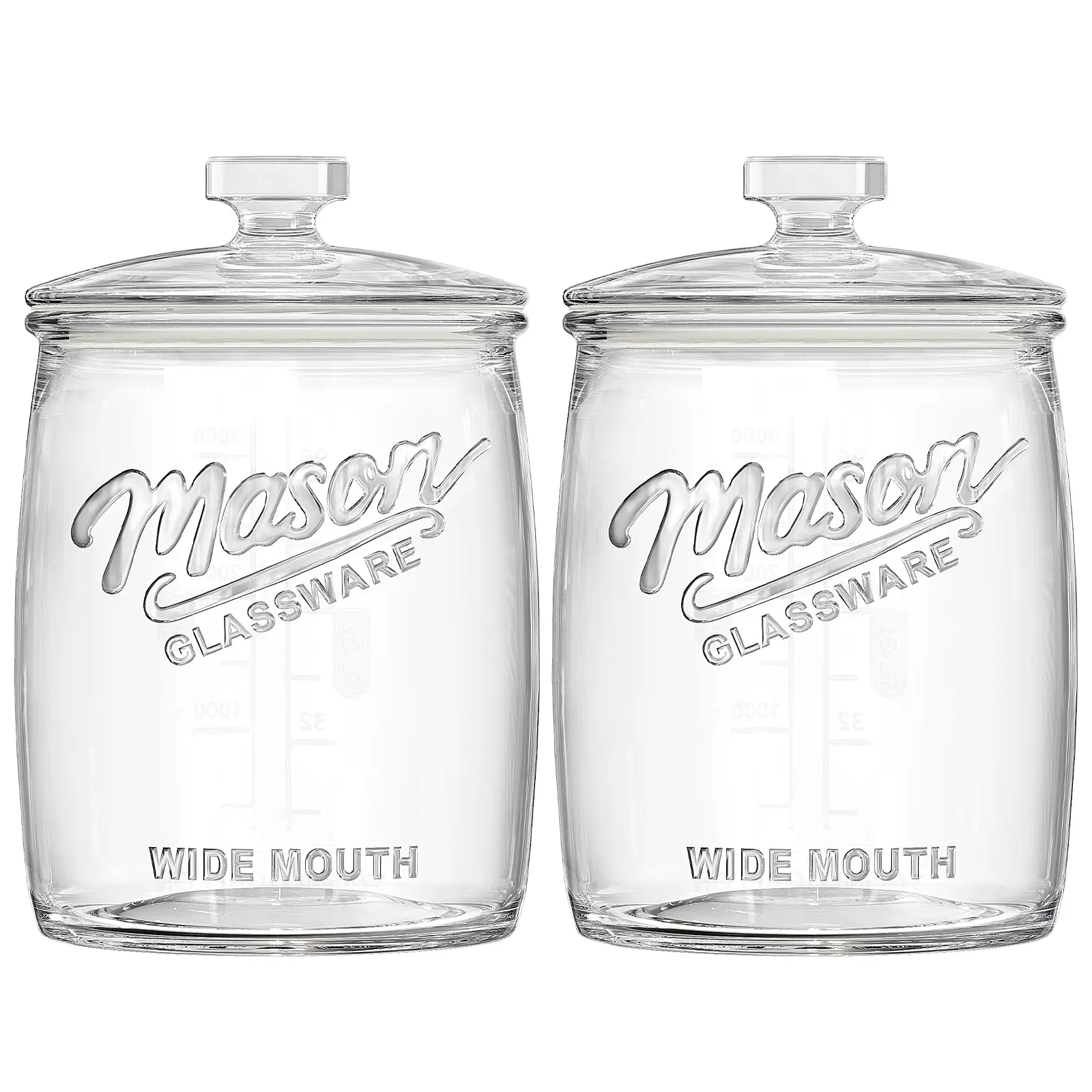2-Pc Thick Glass Silicone-Sealed Storage Containers Set, 1-Gal Airtight Wide-Mouth Mason Jars with Lids for Kitchen Pantry Candy, Flour Storage