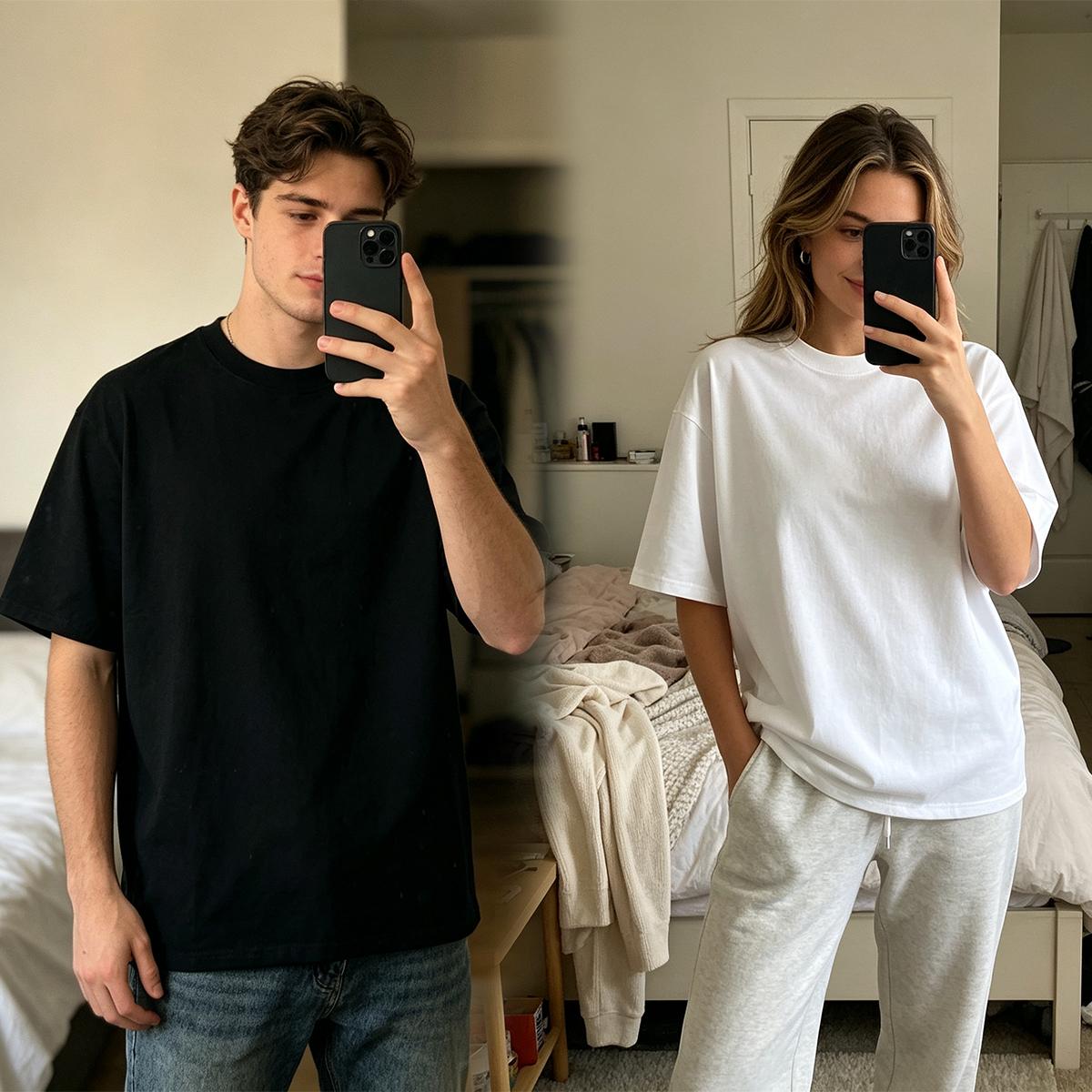 Oversized Plain Crew Neck T-Shirt, Unisex Loose Fit Basic Short Sleeve Tee, Casual Solid Color Minimalist Top For Men Women