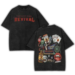 Retro Treaty Oak Revival Tshirt Western Band 2025 Tour Merch, Heavyweight Cotton Washed T-shirt, Oversize Lightweight Vintage Graphic Tee Fabric Menswear