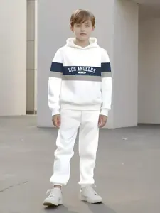 Boys Letter Print Sweatshirt Set, Outdoor Activities, Daily Play & School, Warm Winter Clothing, Comfortable Two-Piece Outfit