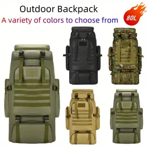 Outdoor 80L Backpack - Versatile Daypack with Adjustable Straps Multiple Compartments & Padded Shoulder for Camping Hiking Travel Available  Camouflage