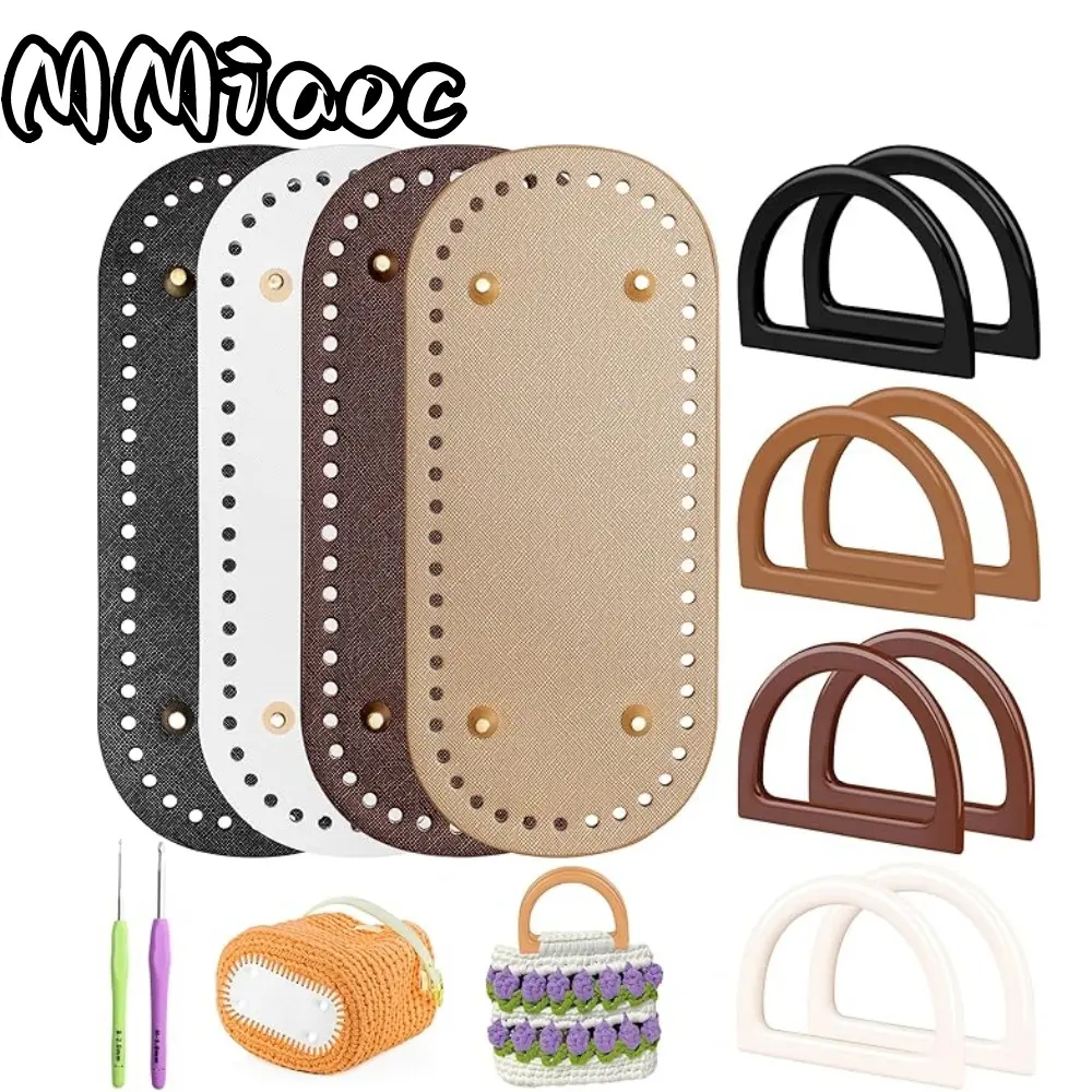 14pcs Bag Bases for Crochet with D Shape Purse Handles for Bag Making, 2 Crochet Hooks,Sturdy Bottom, Compatible for Bag Crafts, Wallet Making for DIY Creators,  ﻿ gift mom