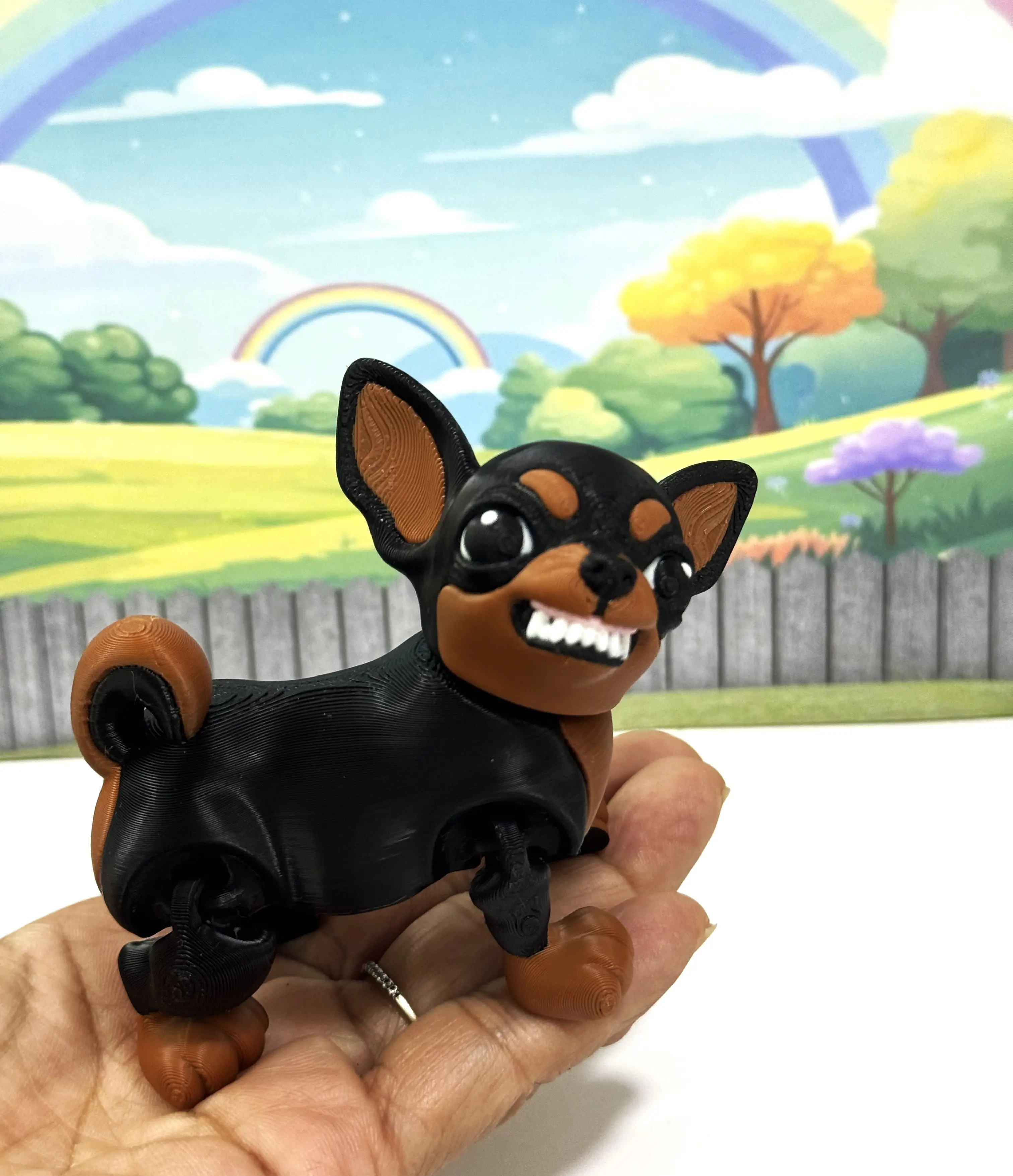 3" Cute Chihuahua 3D Printed Mini Figurine - Movable Joints, Lightweight, Figurine Collectibles, Stress Relief Toy, Ornaments, Decorative Gift for Dog Lovers AD-CH-AC