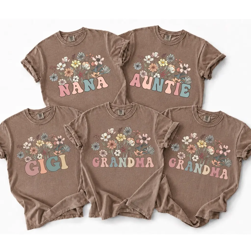 Personalized Grandma T-Shirt, Comfort Colors Wildflowers Mama Shirt, Custom Grandparent Gift, Floral Nana Auntie Mimi Gigi Grammy Shirt, Mother’s Day Family Tee – DPCLICK