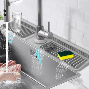 24 Inch Silicone Faucet Mat for Kitchen Sink, Self-Draining Splash Guard, Non-Slip Sink Protector, Easy Clean Kitchen Accessories, Perfect for Home Organization & Countertop Protection