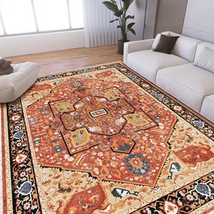 BePatio BOHO Washable Area Rug,Non-Slip Soft Rug for Dining Room,Distressed Vintage Design, Farmhouse, Living Room & Bedroom Fall Decor,Foldable Pet Friendly Polyester Rugs, Indoor Decor