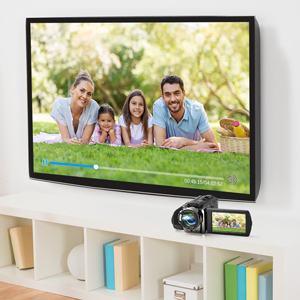 Video Camera Camcorder Digital Camera Recorder Full HD 1080P 15FPS 24MP 3.0 Inch 270 Degree Rotation LCD 16X Digital Zoom Camcorder Camera with 2 Batteries(Black)