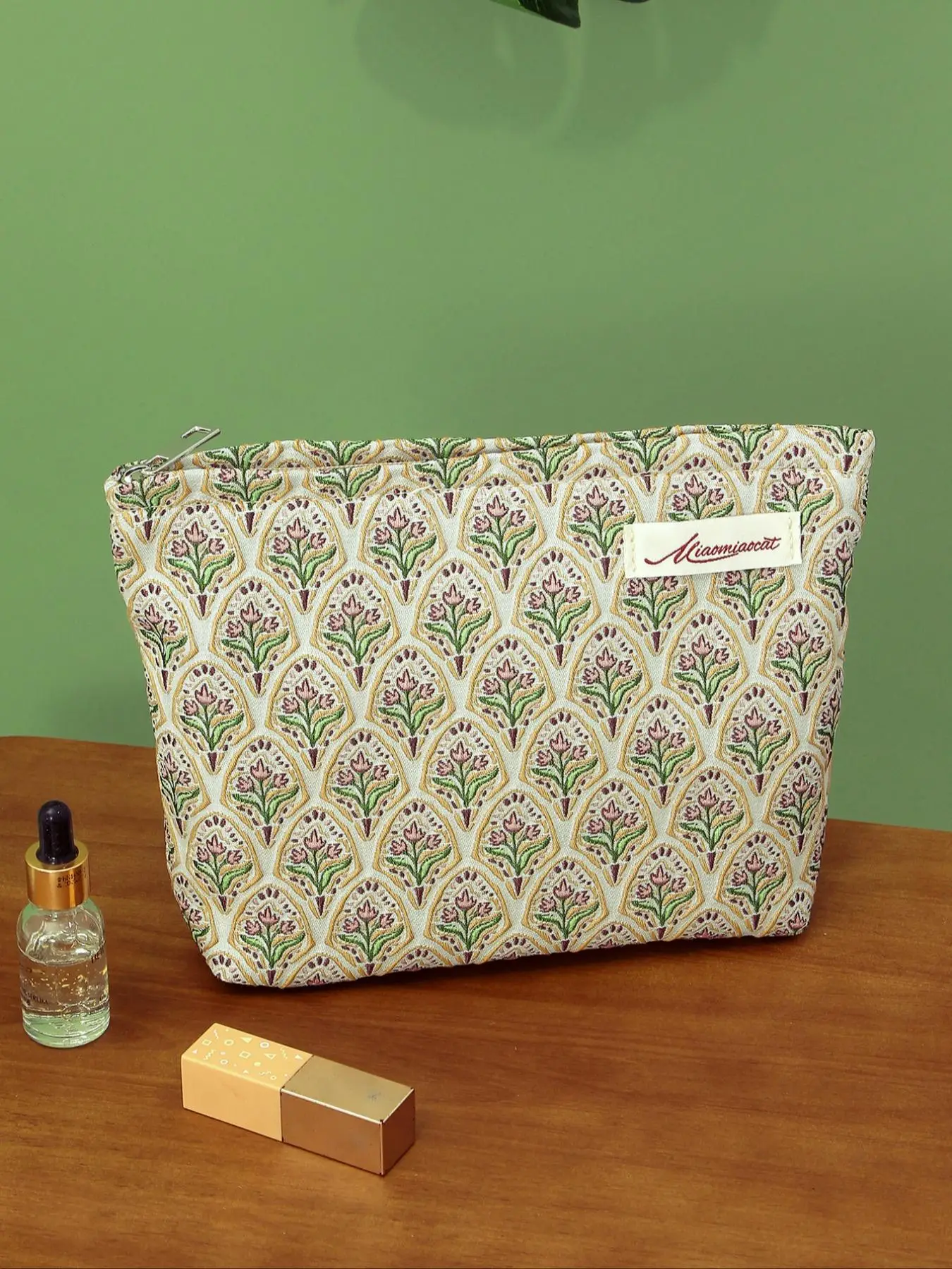 1 Piece Floral Embroidered Makeup Bag, Large Capacity Cosmetic Storage Bag, Portable Travel Toiletry Bag