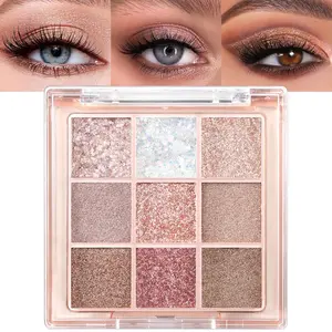 9 Colors Eyeshadow Palette, Matte Shimmer Glitter Eye Shadow Palette Makeup, Highly Pigmented Long Lasting Waterproof, Natural Neutral Nude Eyeshadow Makeup Pallet, Diamond Snowflake
