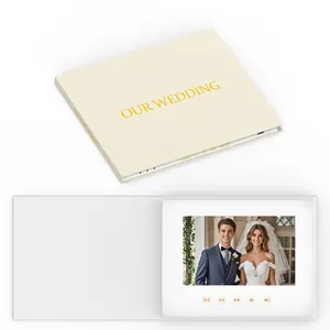 GOLD FOIL Luxury Linen Bound Wedding Video Book | Gold foil stamping | Up to 3 hours of video, 7” IPS Display, 4GB of memory & Rechargeable Battery