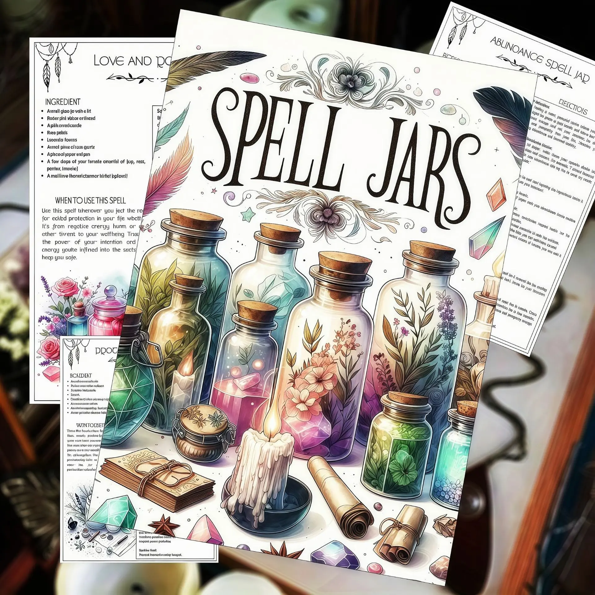 Spell jars for beginners and advanced users, basic guide to making spells, ingredients, creating your own magic spells, perfect gifts for witches and enthusiasts DIY
