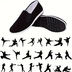 Chinese Traditional Kung Fu Beijing Cloth Shoes - Leather Soles Made of Car Tire, Durable, Black, Unisex, Ideal Gift for Martial Arts Enthusiasts