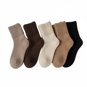 Women's Solid Color Mid-Calf Socks, Soft Cozy Warm Casual Socks for spring , Soft Breathable Stretchy Fabric Everyday Minimalist Knit Womenswear