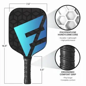 F2 Sports Graphite Pickleball Paddle - Blue Gradient Design with Ergonomic Comfort Grip & Polyprolyne Honeycomb Core for Enhanced Performance