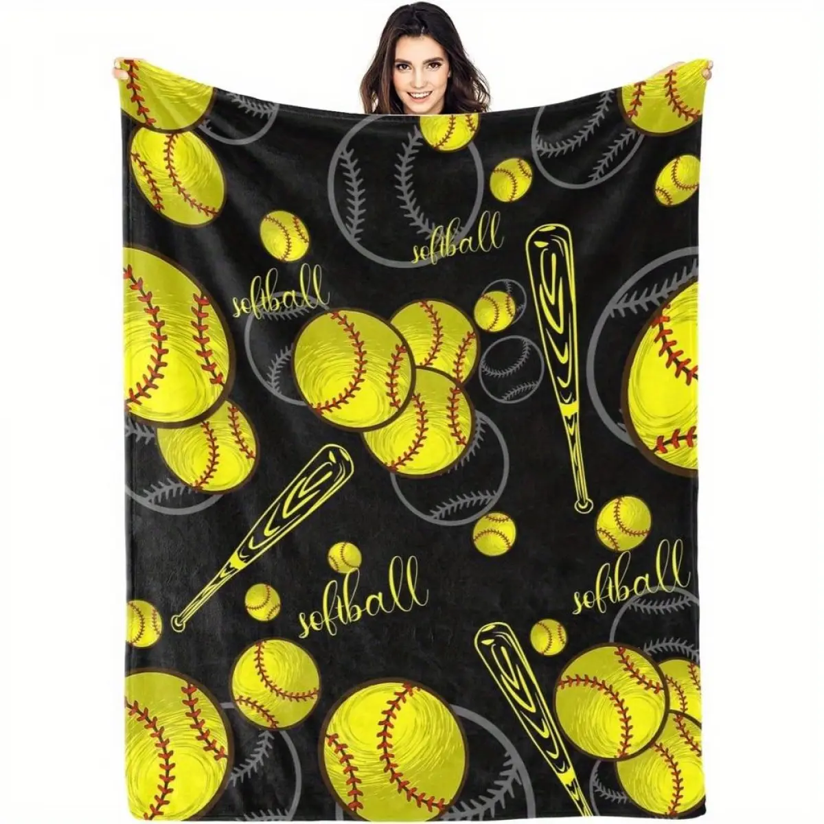 Softball Blanket Gift for Girls, Softball Gift for Teenagers, Blanket for Softball Enthusiasts/Players, Size 50 "X 60", Softball Team Gift, softball Blanket for Girls' Birthday and Christmas (60X50 Inches, Softball),280G Flannel, Available in 4 Sizes
