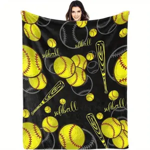 Softball Blanket Gift for Girls, Softball Gift for Teenagers, Blanket for Softball Enthusiasts/Players, Size 50 "X 60", Softball Team Gift, softball Blanket for Girls' Birthday and Christmas (60X50 Inches, Softball),280G Flannel, Available in 4 Sizes