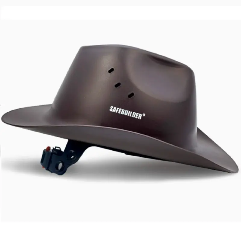 Wide Brim Vented Cowboy Style Safety Hard Hat with Chin Strap, Lightweight Protective Work Helmet for Construction, Ranch, Farm & Outdoor Work, Practical Gift for Workers