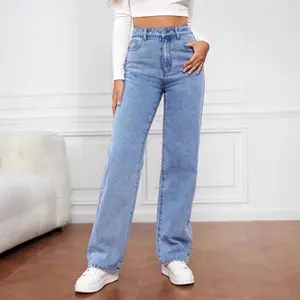 High-Waisted Slim Fit Straight-Leg Jeans for Women – Flattering, Comfortable Denim Trousers